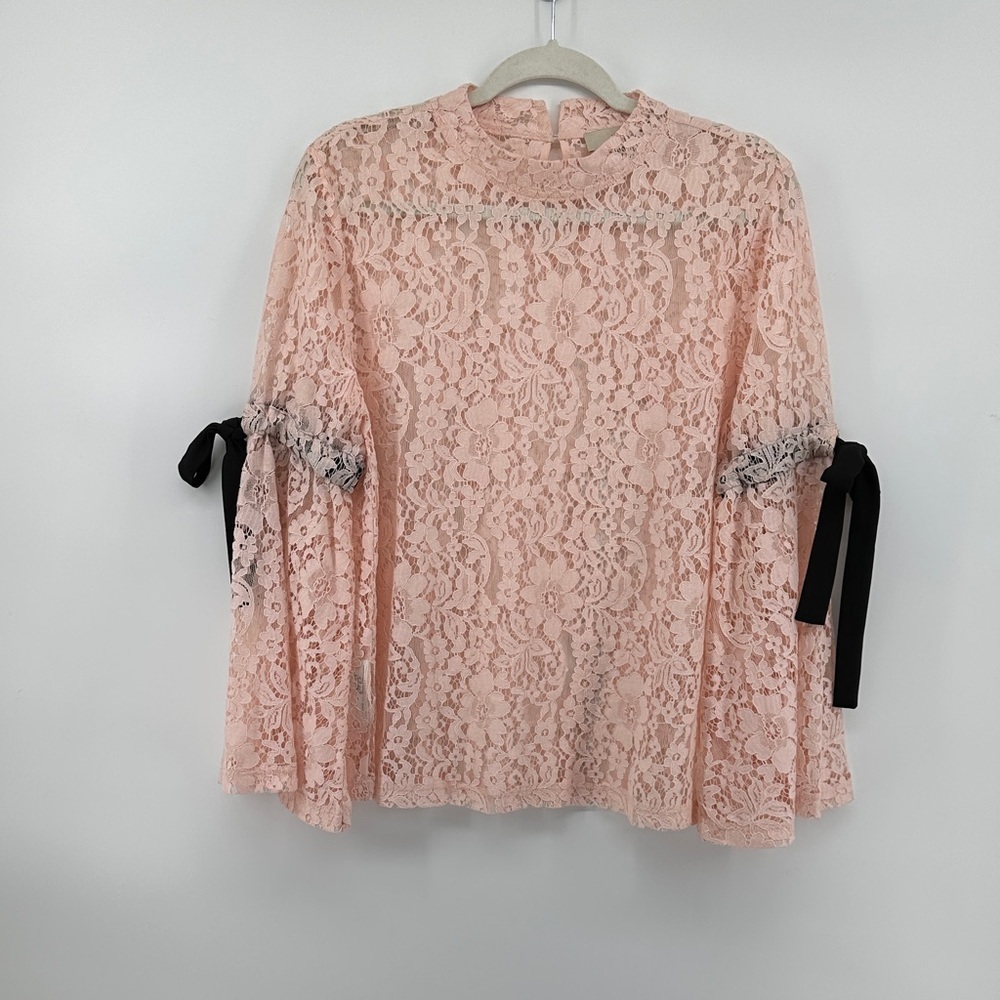 Loft Barbiecore Cottagecore Balletcore Boho Elegant Pink Lace‎ Women's Top SzM